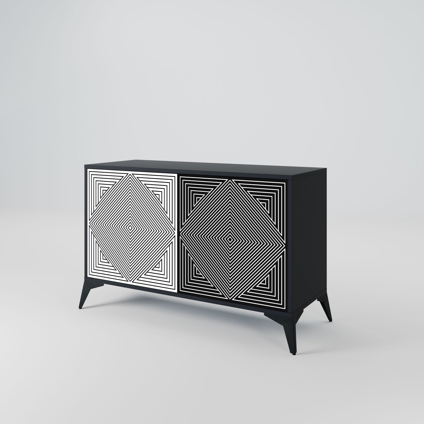 Credenza POLYGON ILLUSION a 2 ante in finitura nera