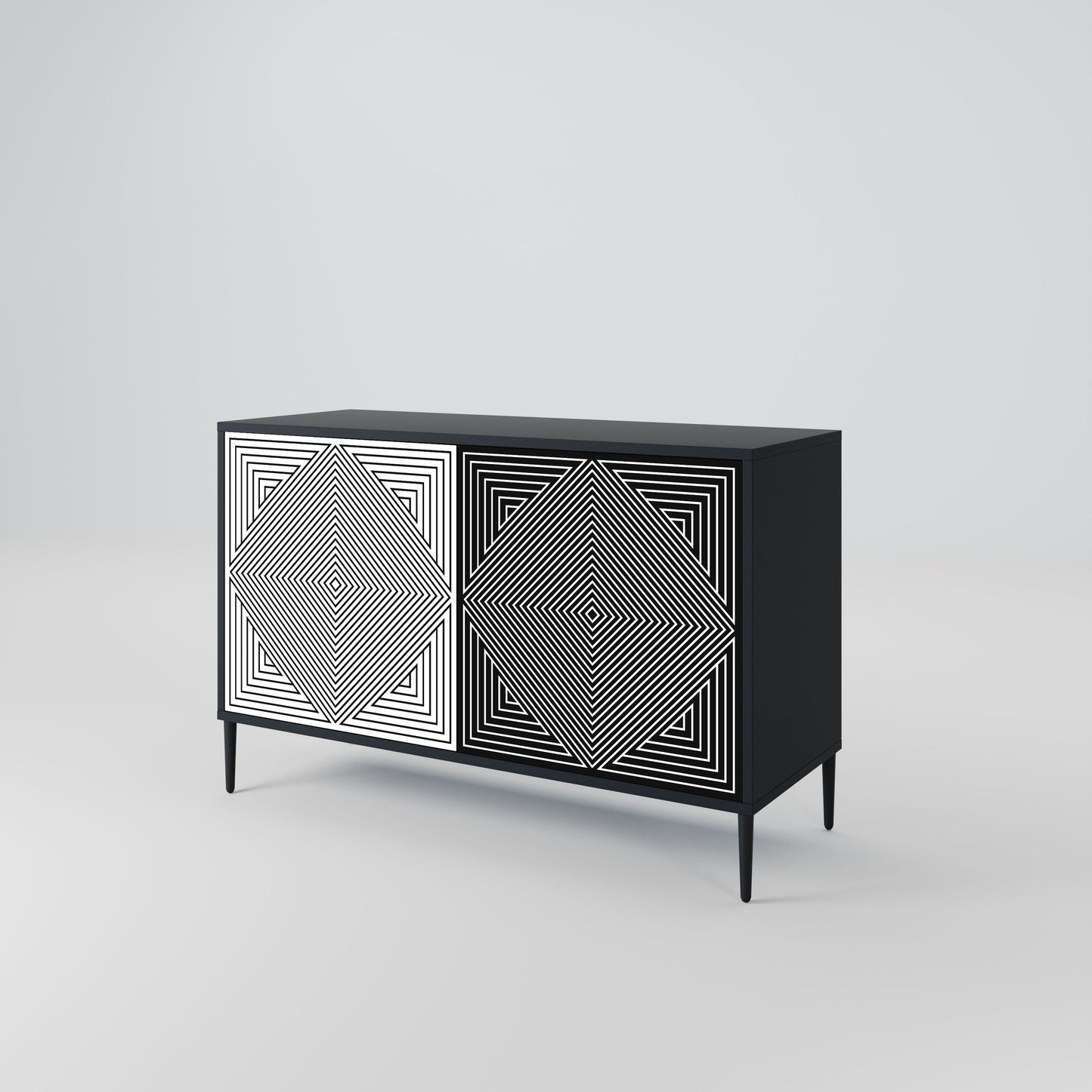 Credenza POLYGON ILLUSION a 2 ante in finitura nera