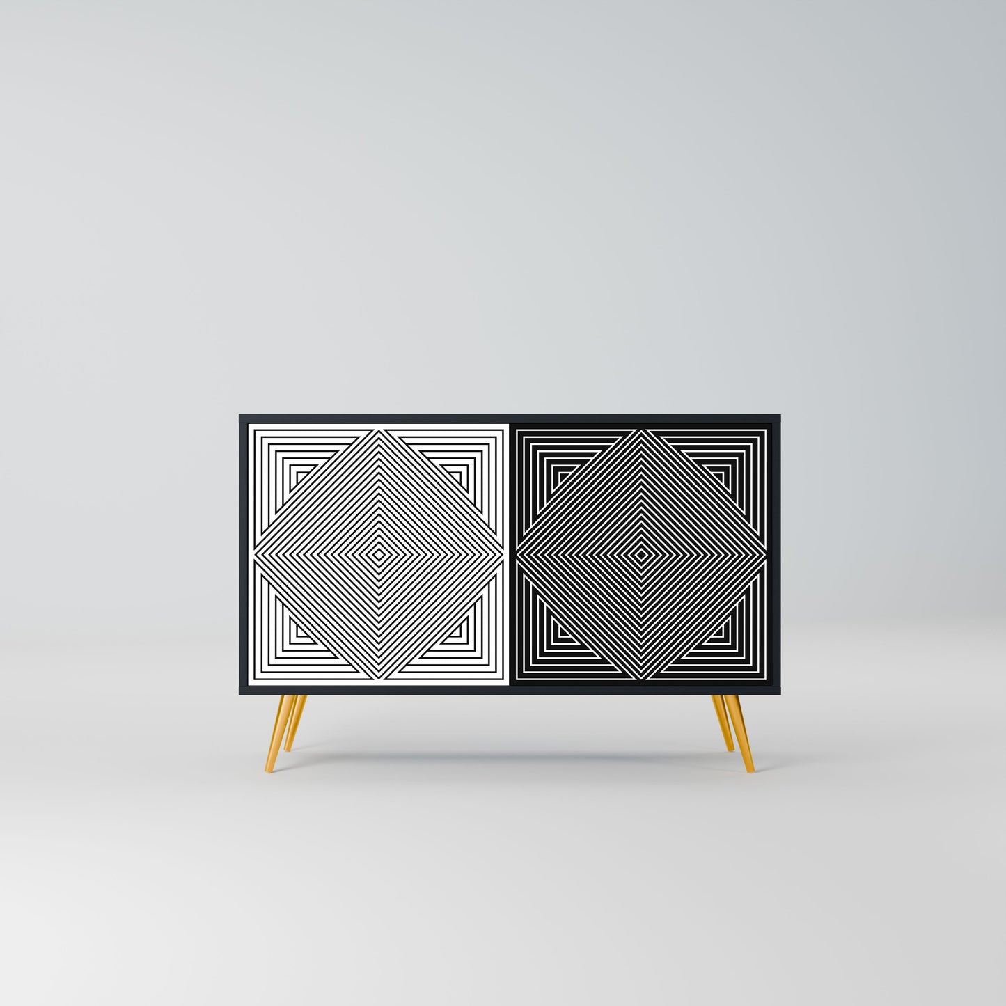 Credenza POLYGON ILLUSION a 2 ante in finitura nera