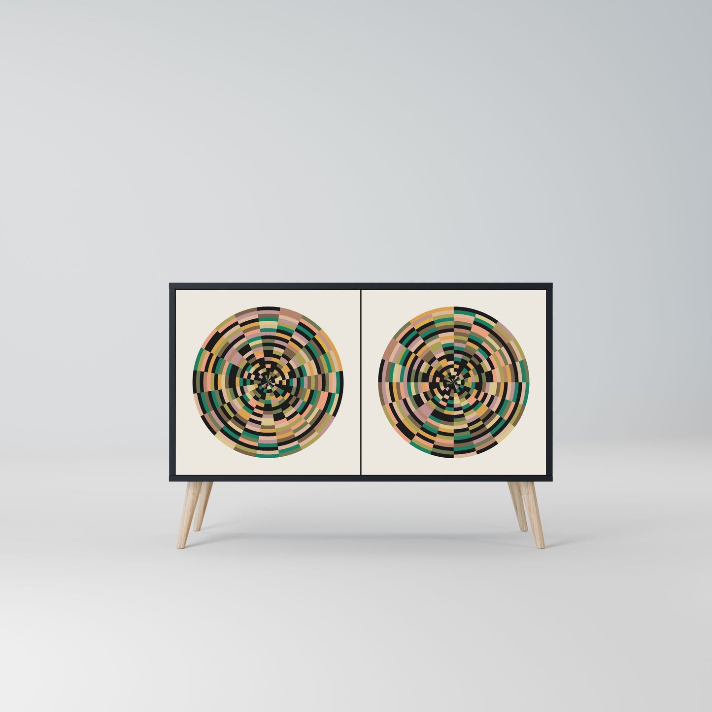 Credenza a 2 ante GREEN CIRCLES in finitura nera