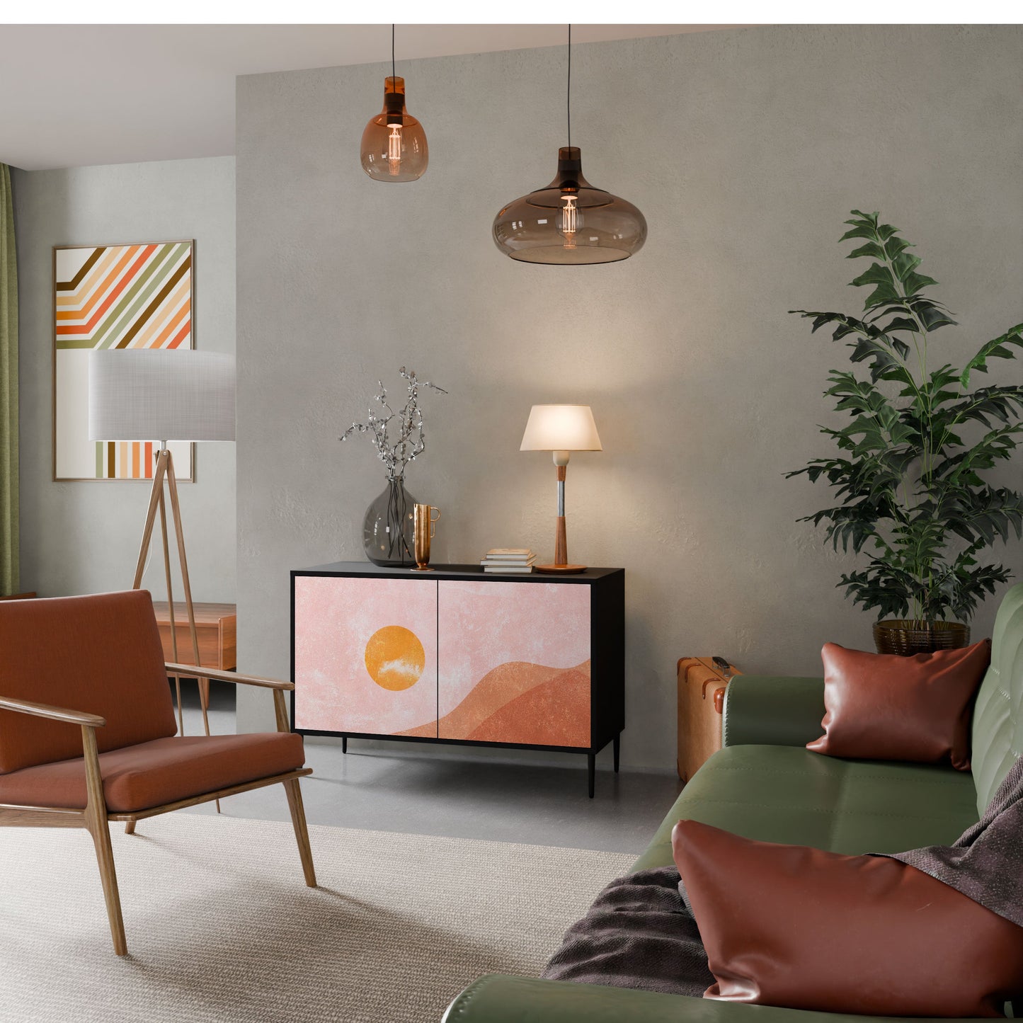 Credenza LUMINOUS SUNLIGHT a 2 ante in finitura nera