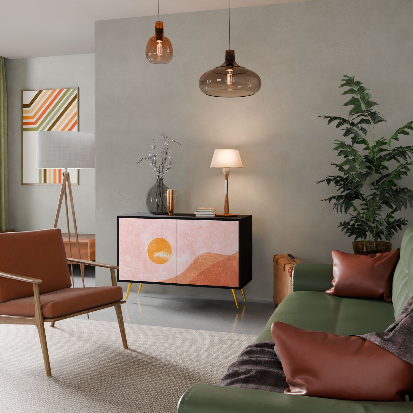 Credenza LUMINOUS SUNLIGHT a 2 ante in finitura nera