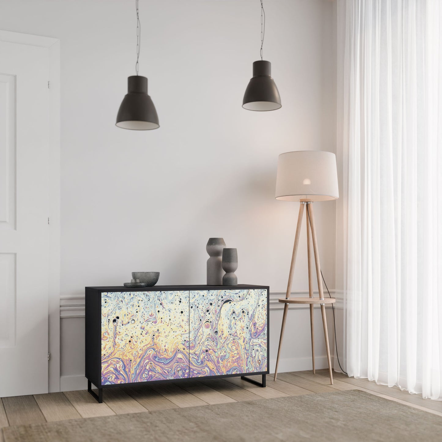 Credenza MOSAIC OF COLORS a 2 ante in finitura nera