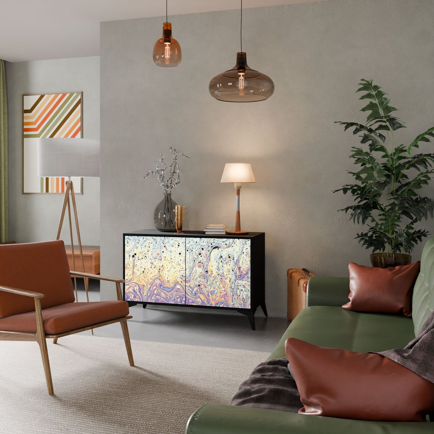 Credenza MOSAIC OF COLORS a 2 ante in finitura nera