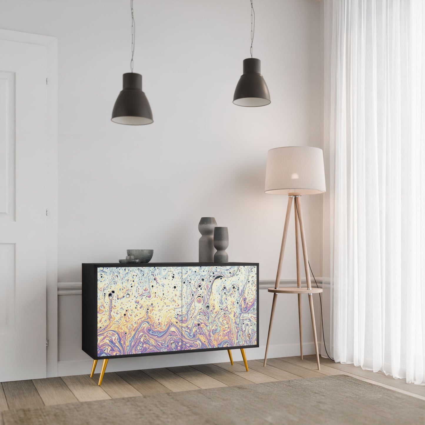 Credenza MOSAIC OF COLORS a 2 ante in finitura nera