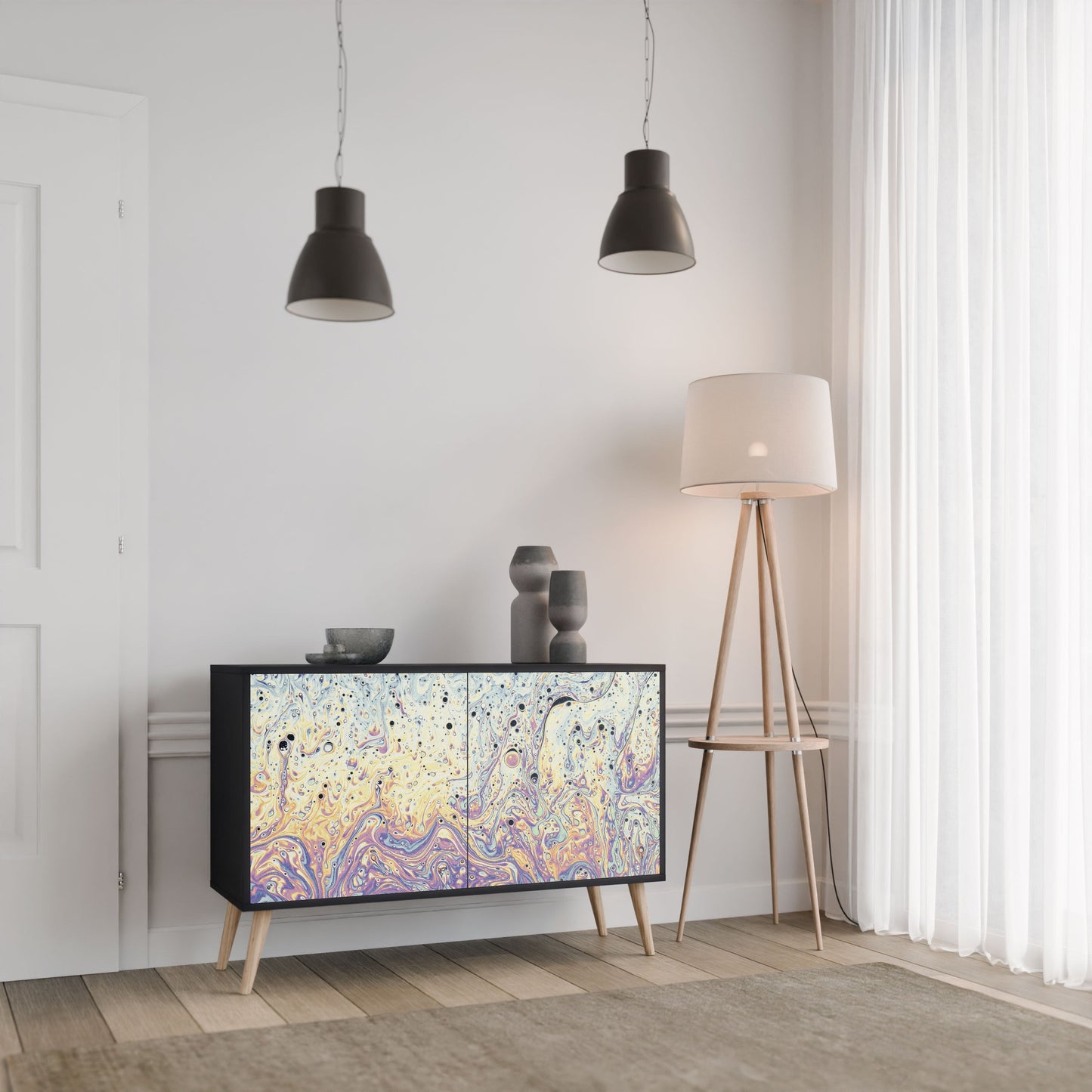 Credenza MOSAIC OF COLORS a 2 ante in finitura nera