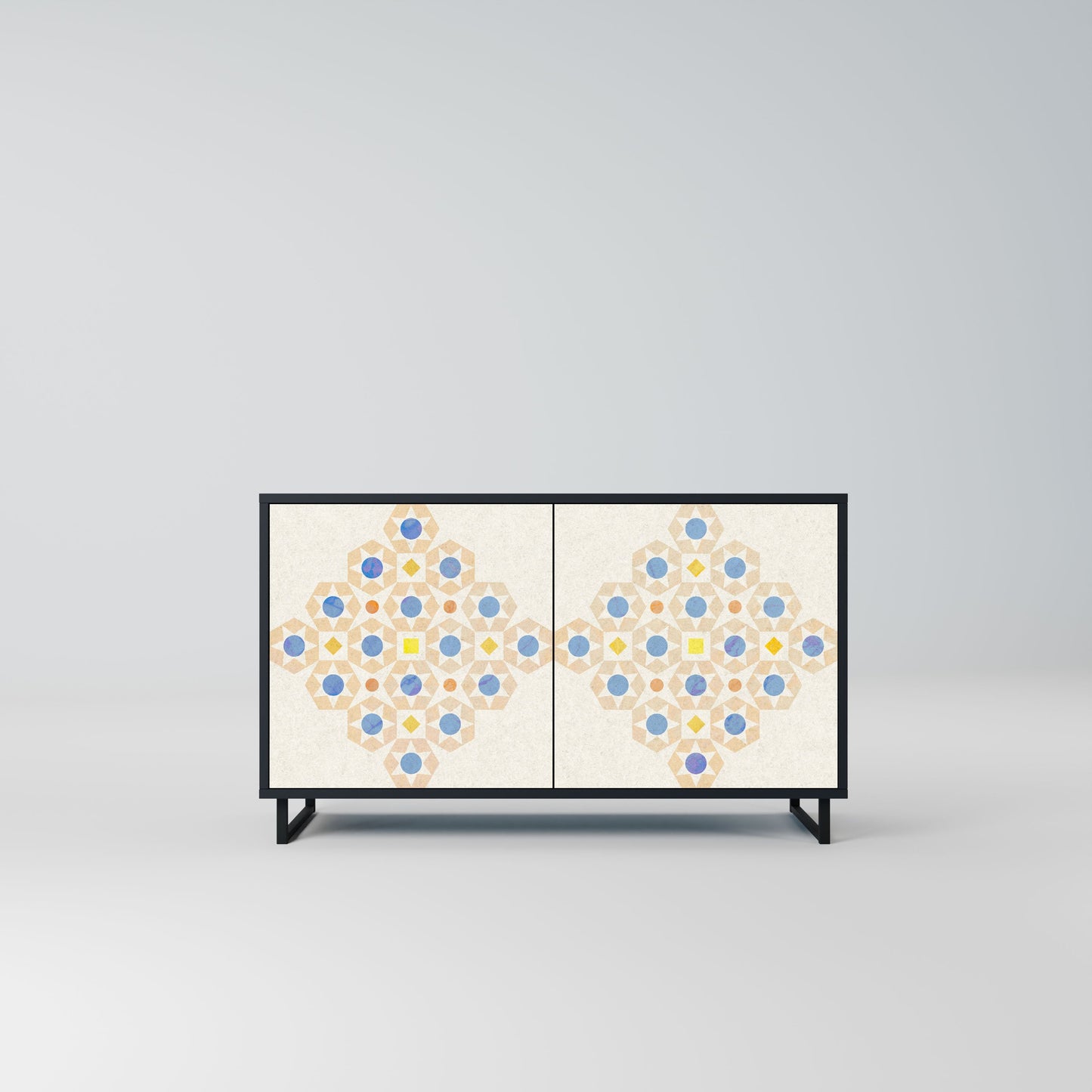 Credenza a 2 ante PATTERNED PRISM in finitura nera