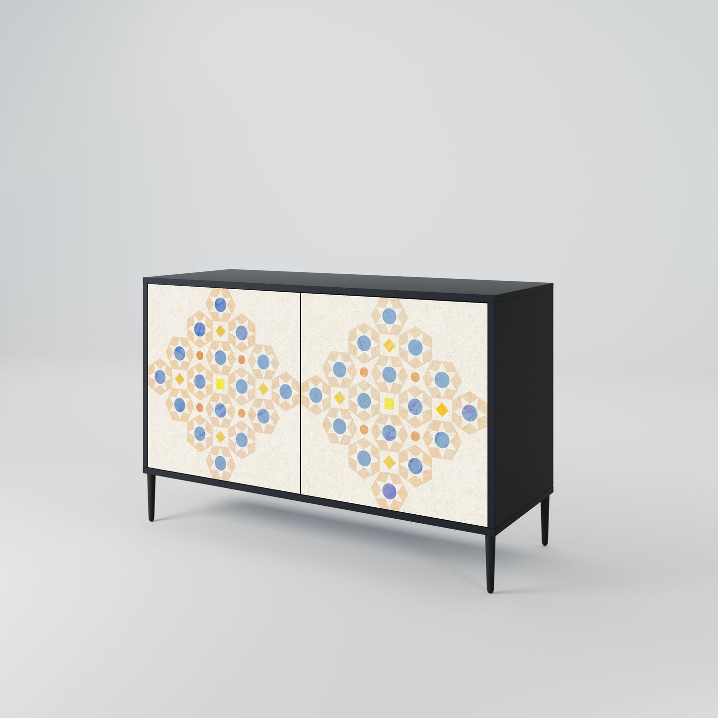 Credenza a 2 ante PATTERNED PRISM in finitura nera