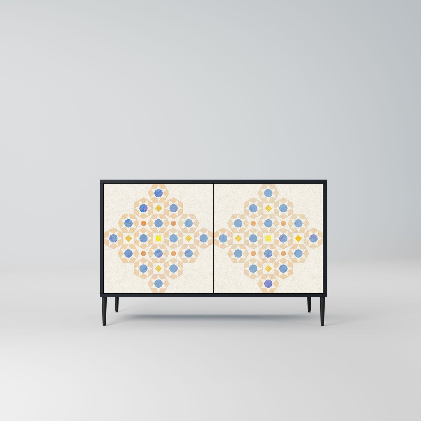 Credenza a 2 ante PATTERNED PRISM in finitura nera