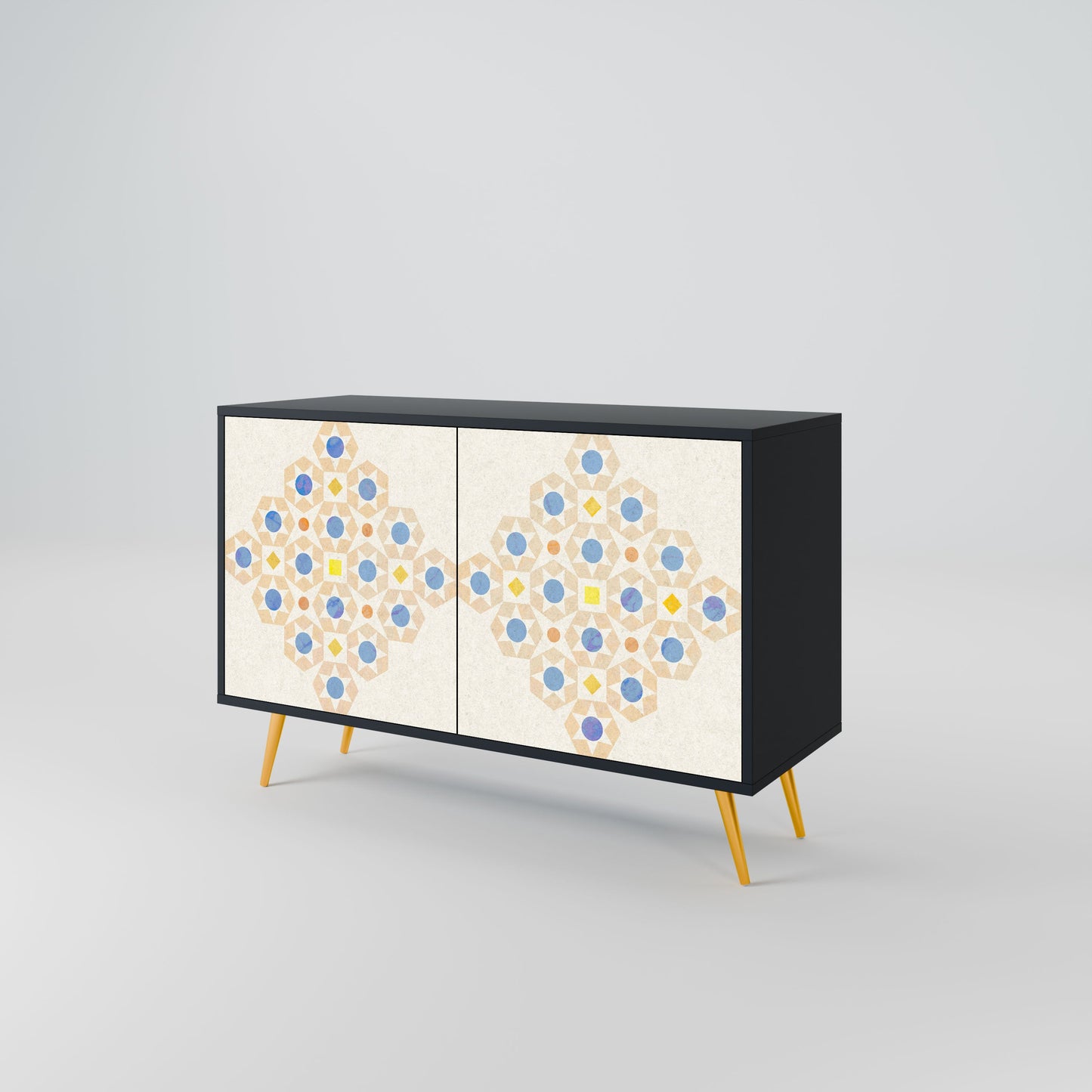 Credenza a 2 ante PATTERNED PRISM in finitura nera