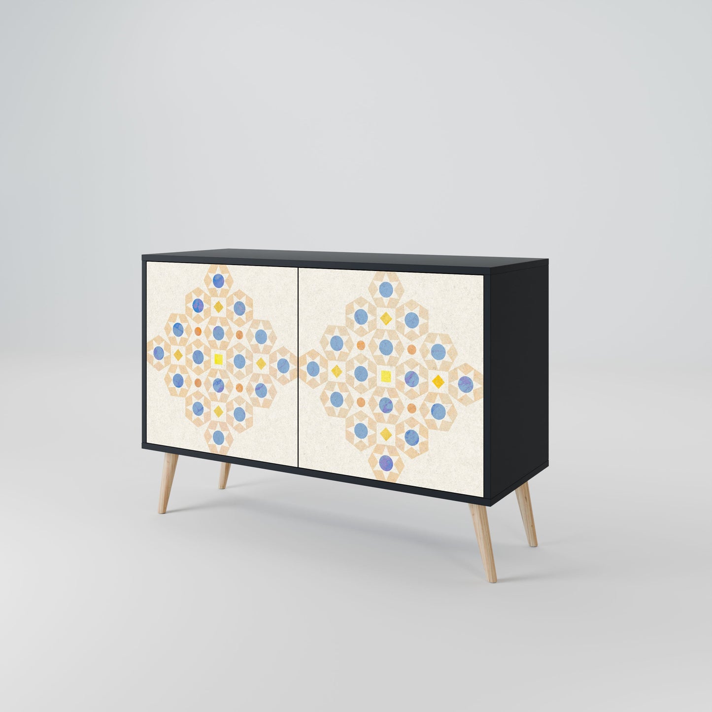 Credenza a 2 ante PATTERNED PRISM in finitura nera