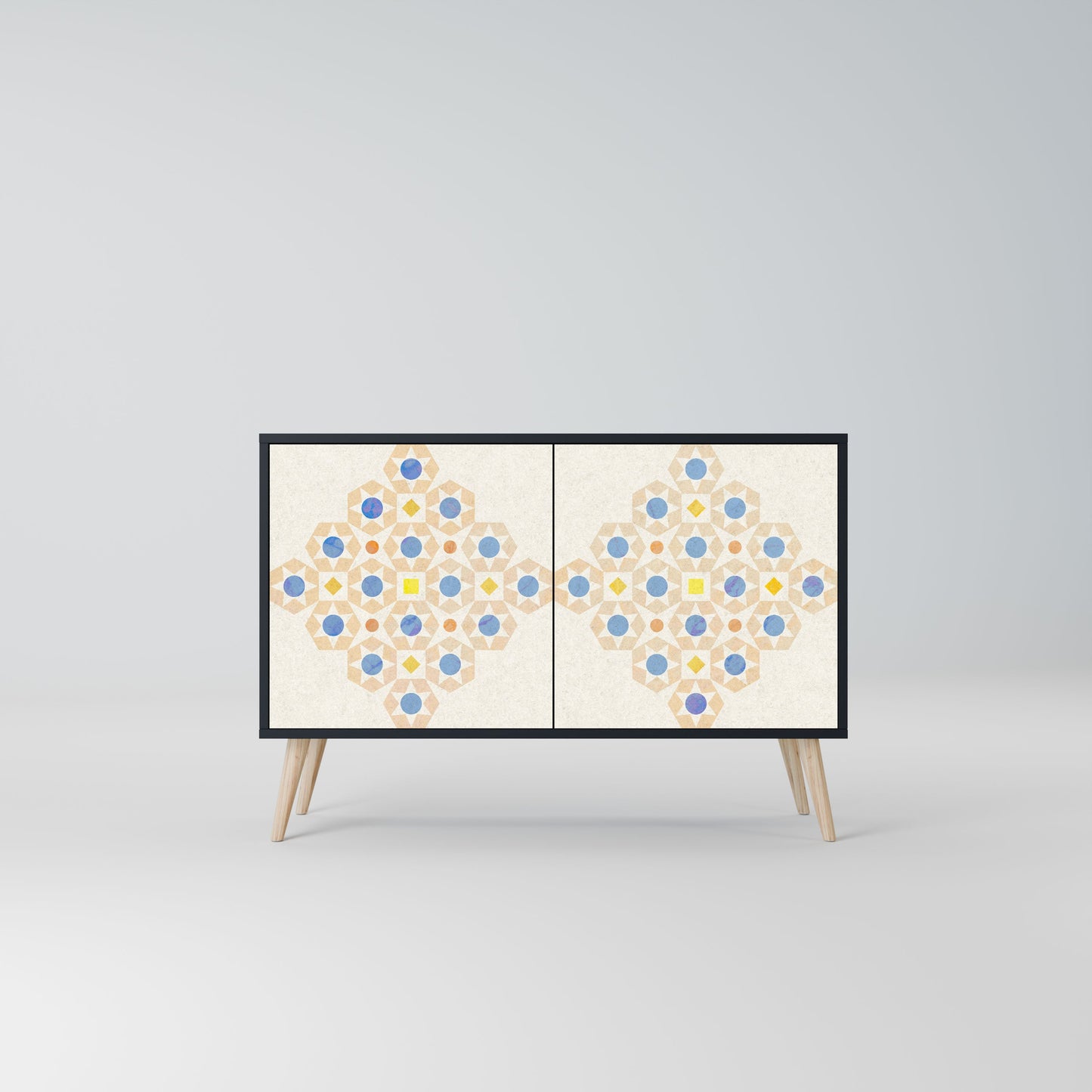 Credenza a 2 ante PATTERNED PRISM in finitura nera