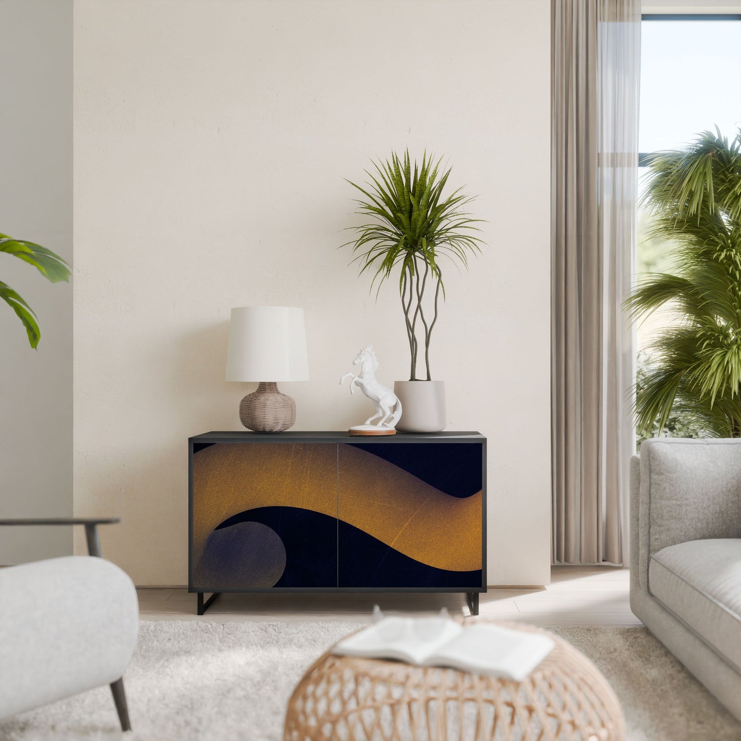 Credenza HOLLOW TIME a 2 ante in finitura nera