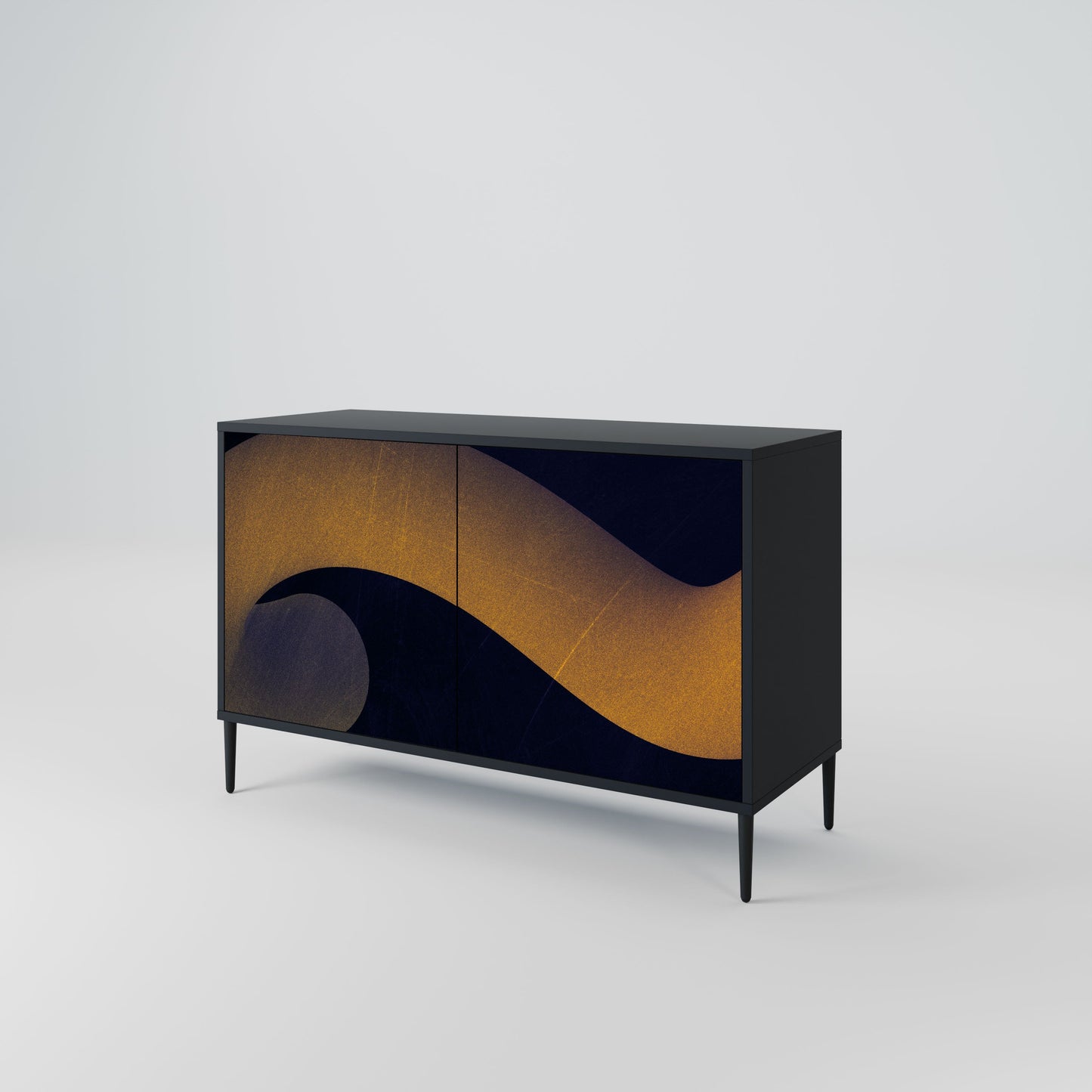 Credenza HOLLOW TIME a 2 ante in finitura nera