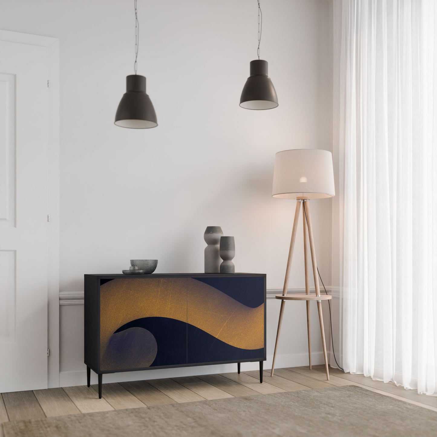 Credenza HOLLOW TIME a 2 ante in finitura nera