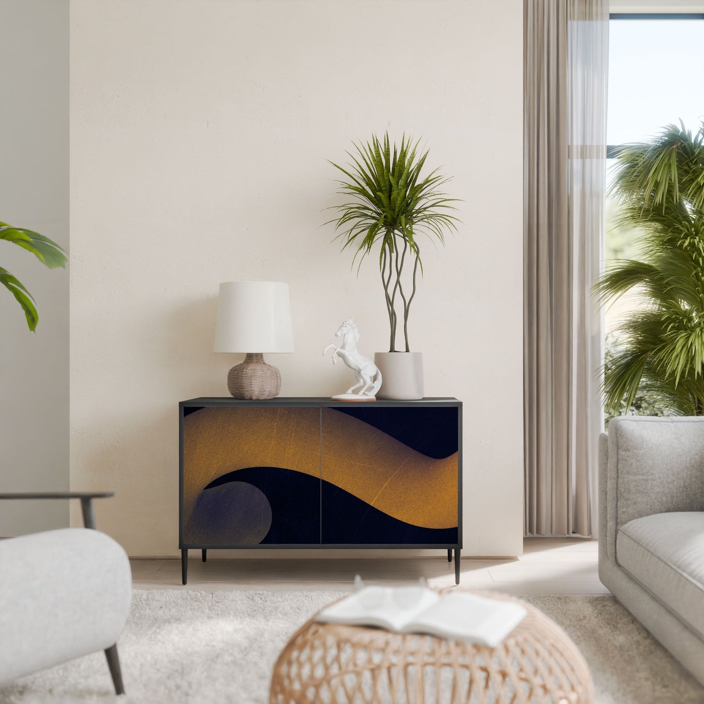 Credenza HOLLOW TIME a 2 ante in finitura nera