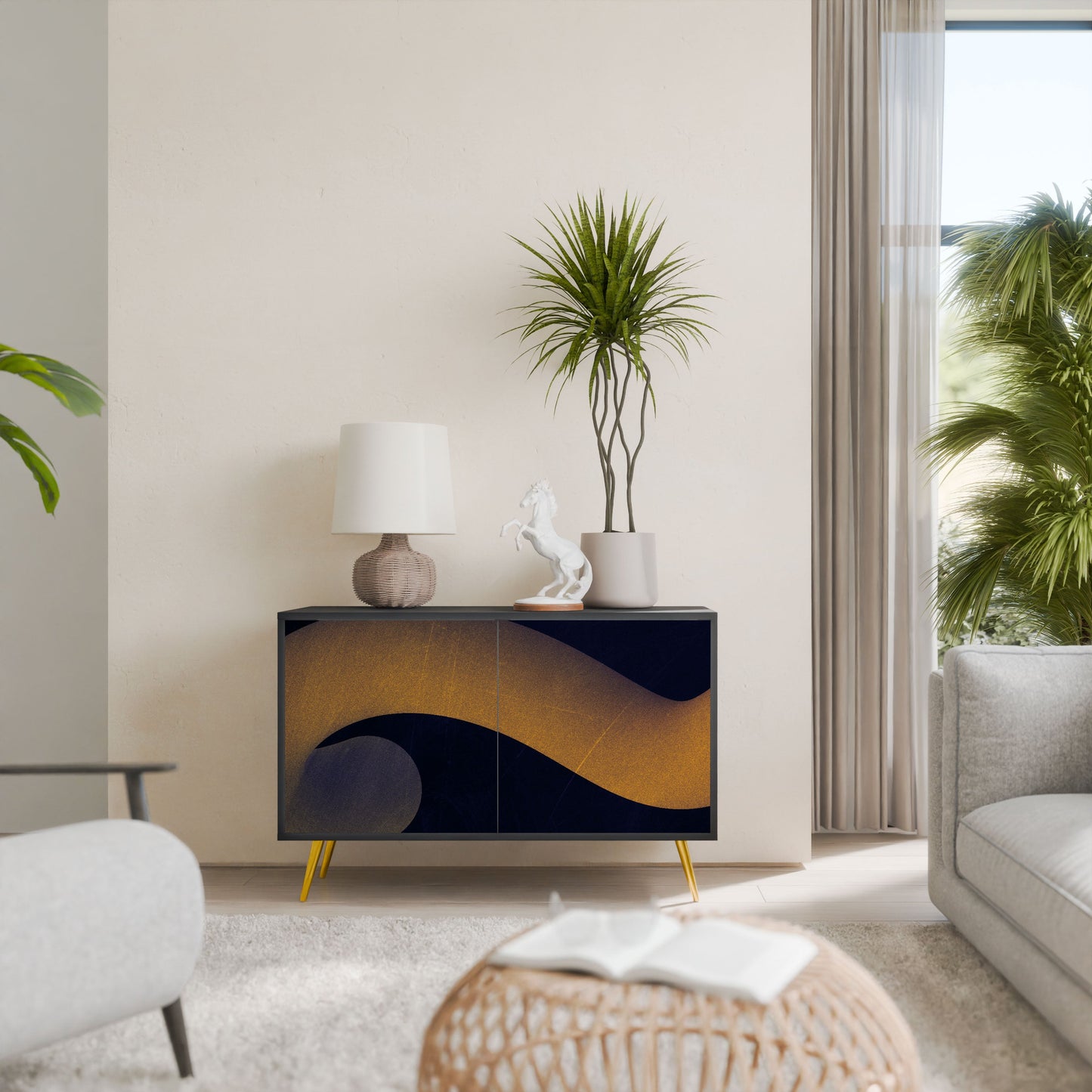 Credenza HOLLOW TIME a 2 ante in finitura nera