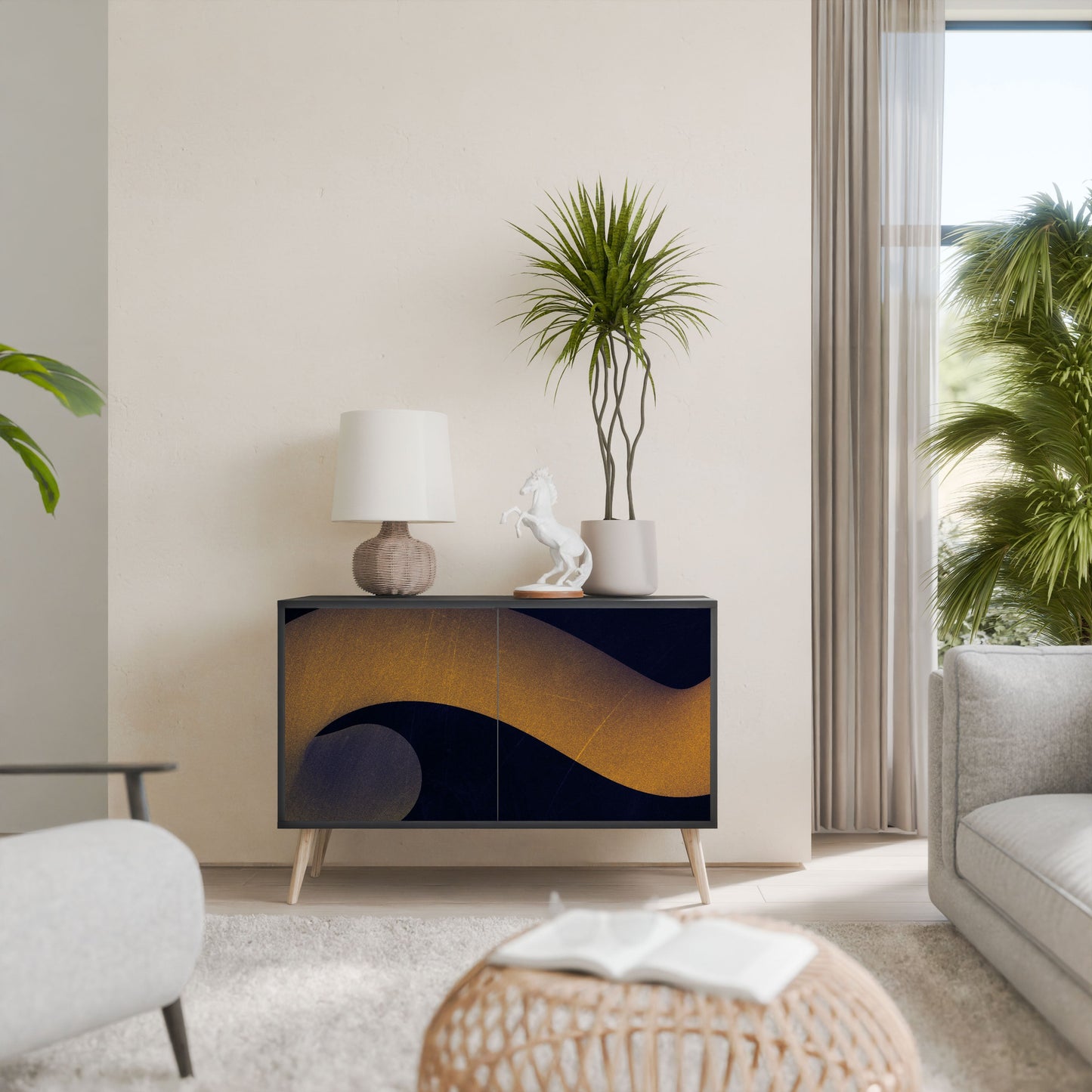 Credenza HOLLOW TIME a 2 ante in finitura nera