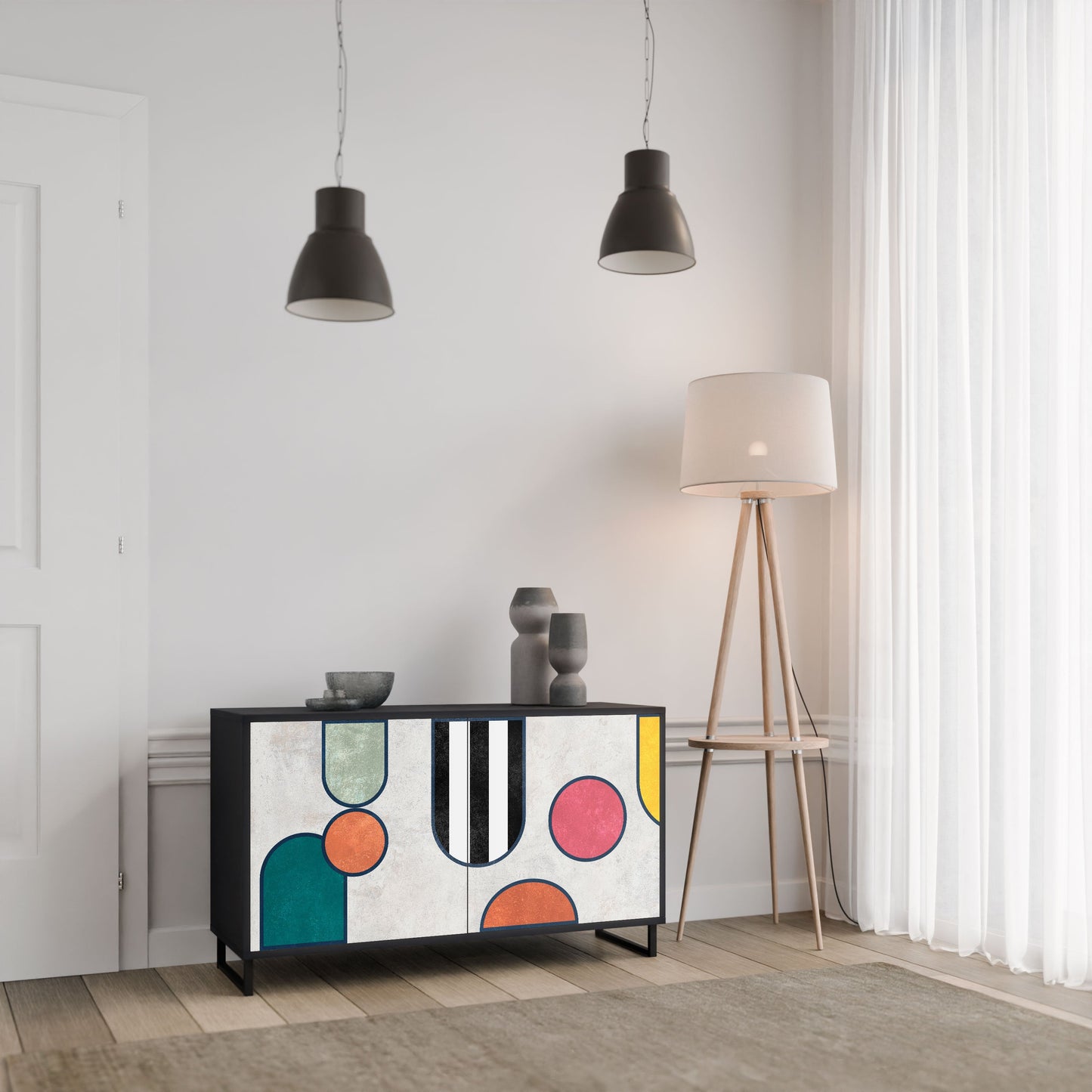 Credenza a 2 ante COOL STORY in finitura nera