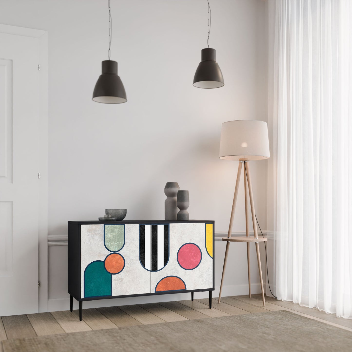 Credenza a 2 ante COOL STORY in finitura nera