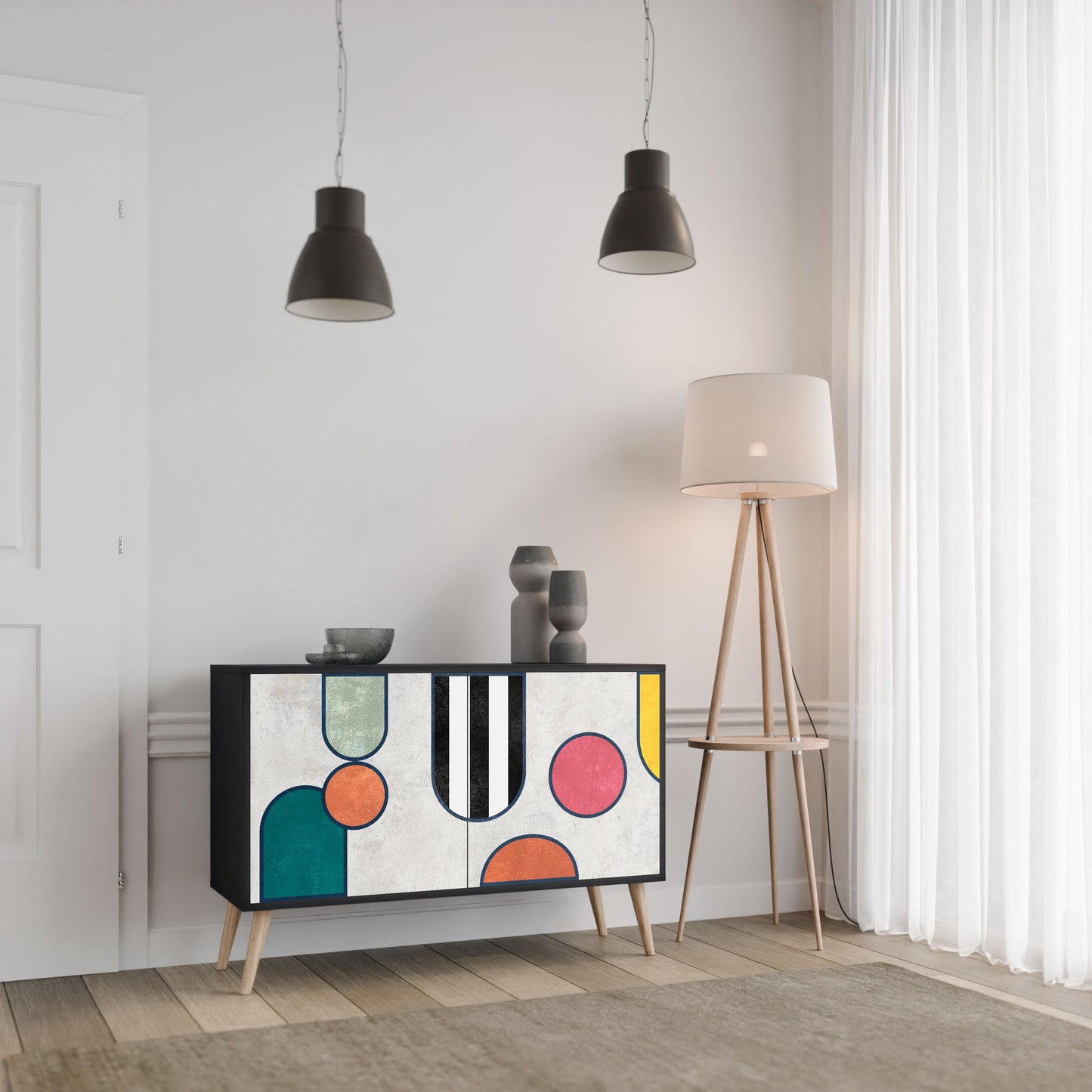 Credenza a 2 ante COOL STORY in finitura nera