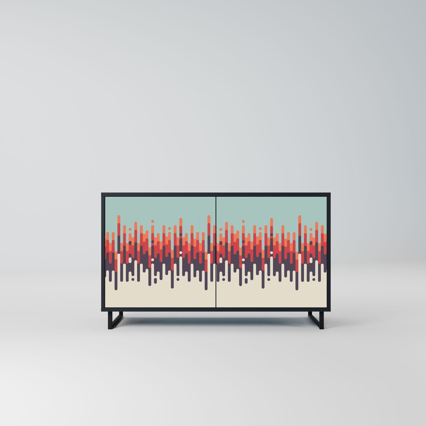 Credenza a 2 ante CHROMA CONTOURS in finitura nera