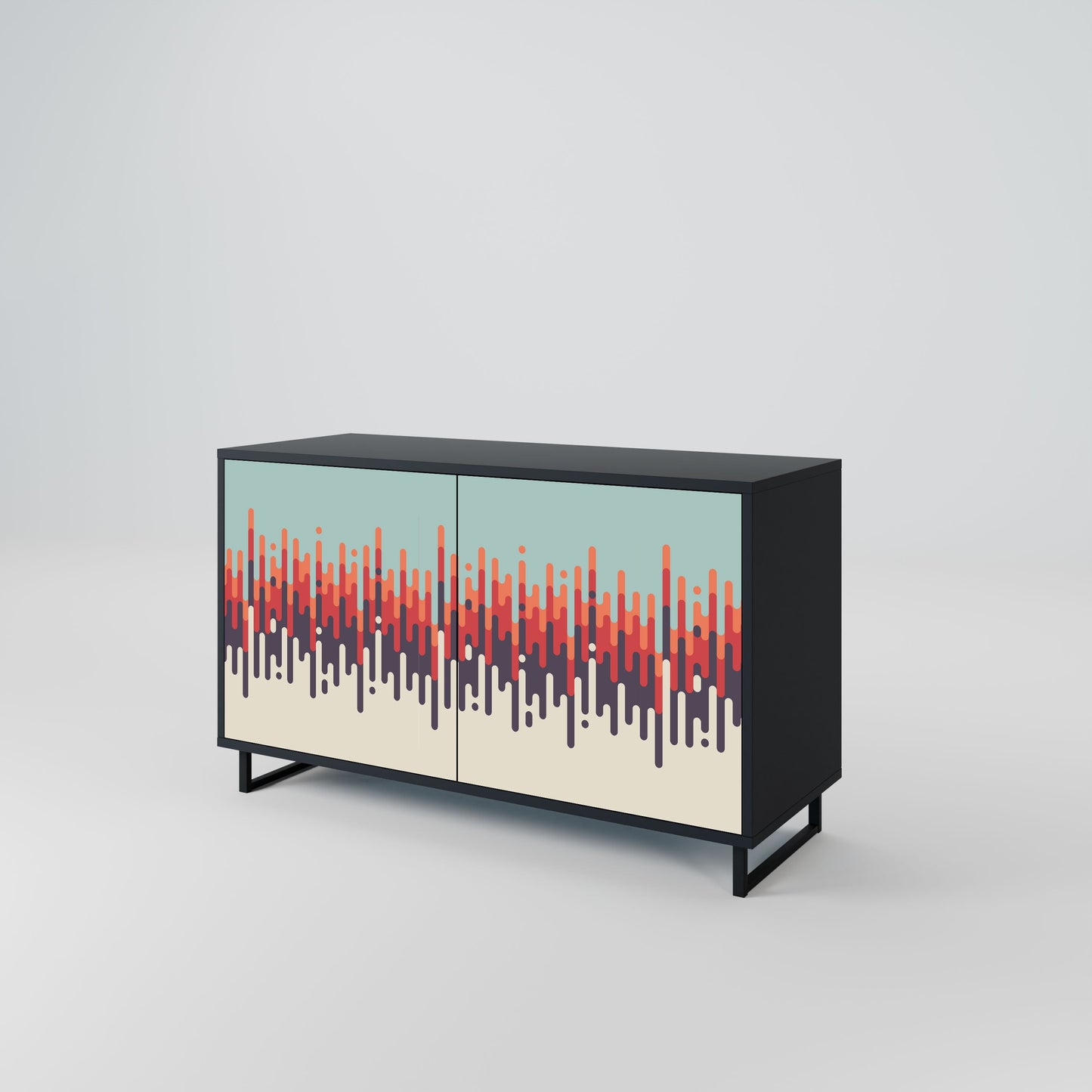 Credenza a 2 ante CHROMA CONTOURS in finitura nera