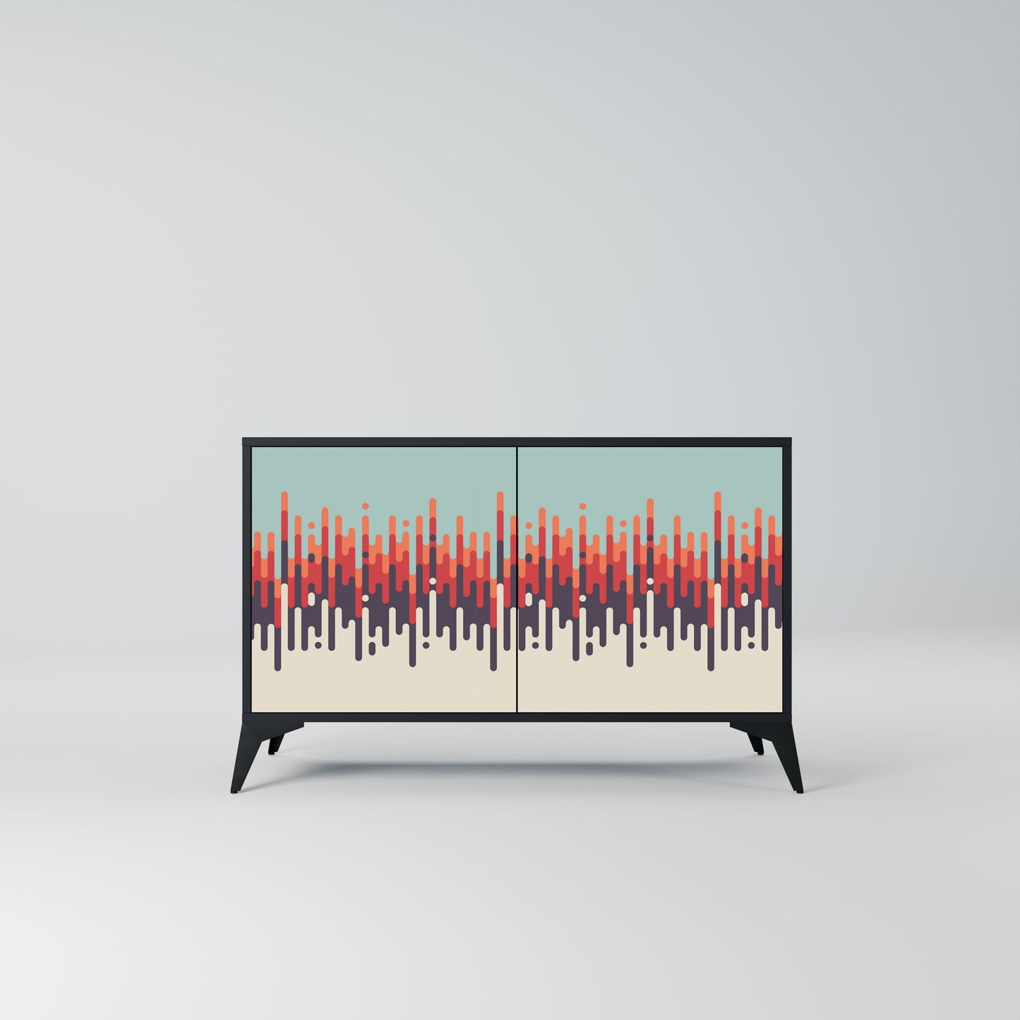 Credenza a 2 ante CHROMA CONTOURS in finitura nera