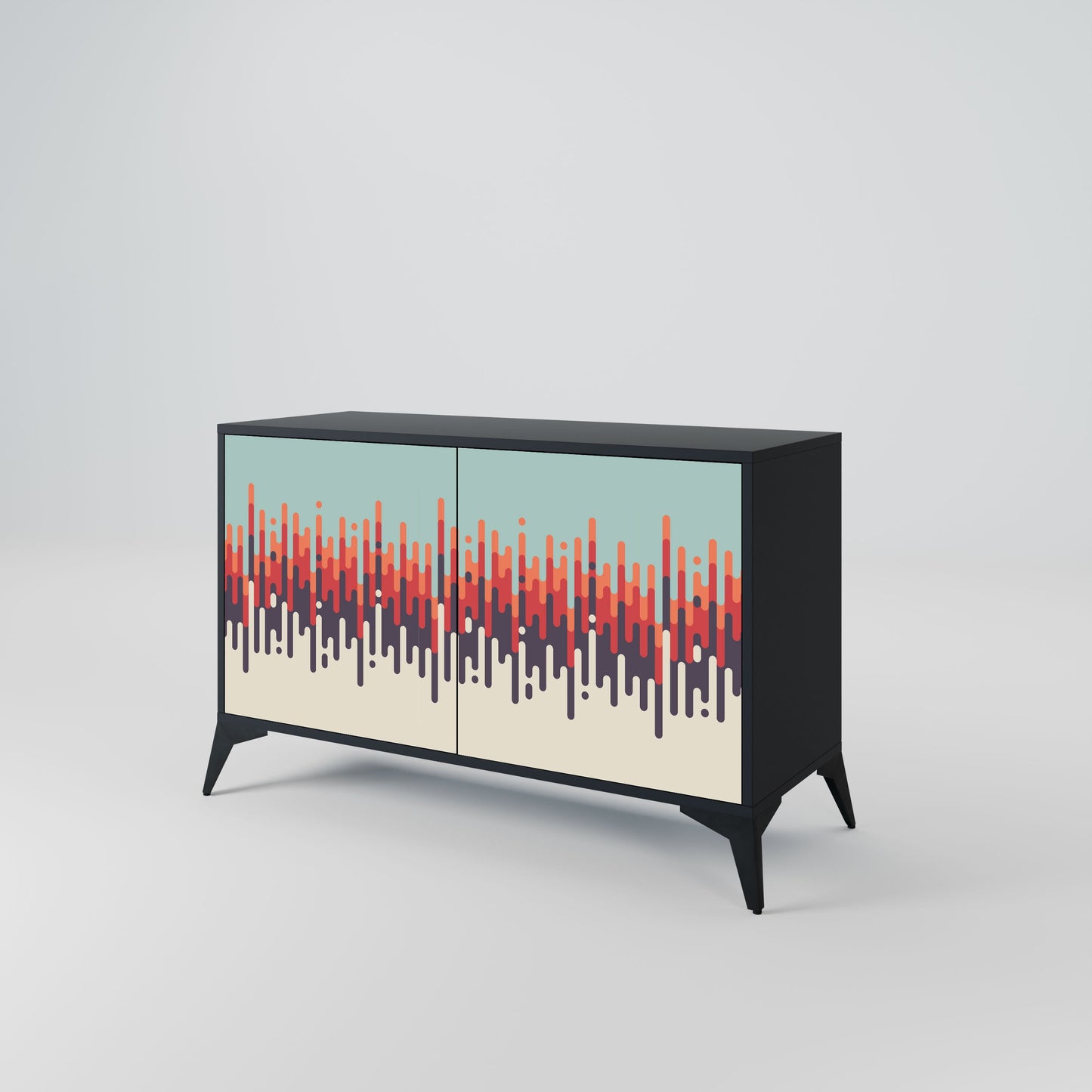 Credenza a 2 ante CHROMA CONTOURS in finitura nera
