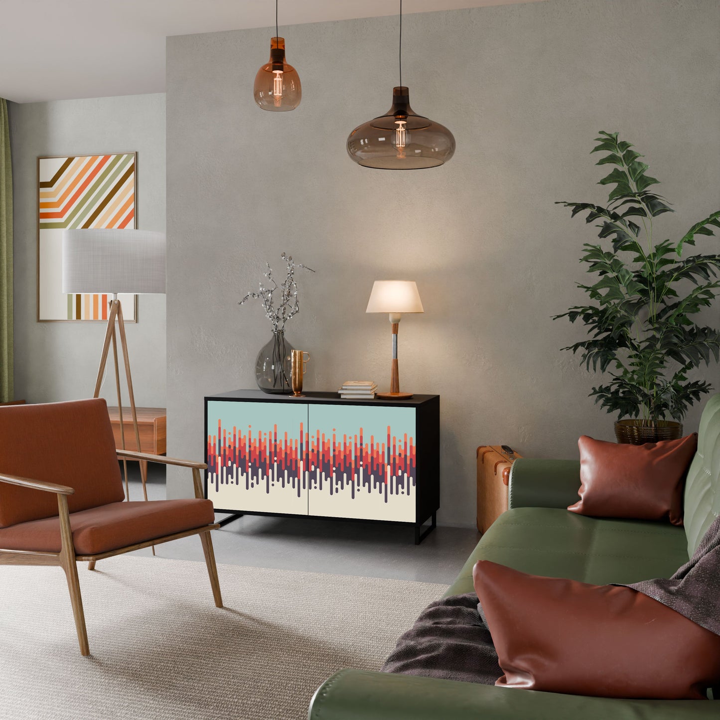 Credenza a 2 ante CHROMA CONTOURS in finitura nera