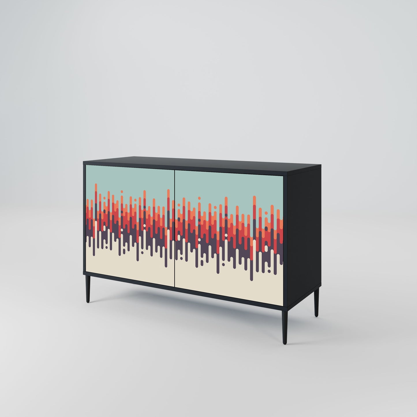Credenza a 2 ante CHROMA CONTOURS in finitura nera