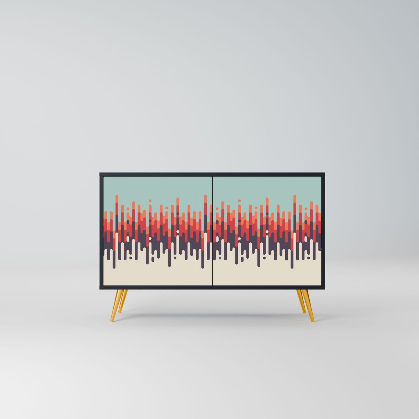 Credenza a 2 ante CHROMA CONTOURS in finitura nera