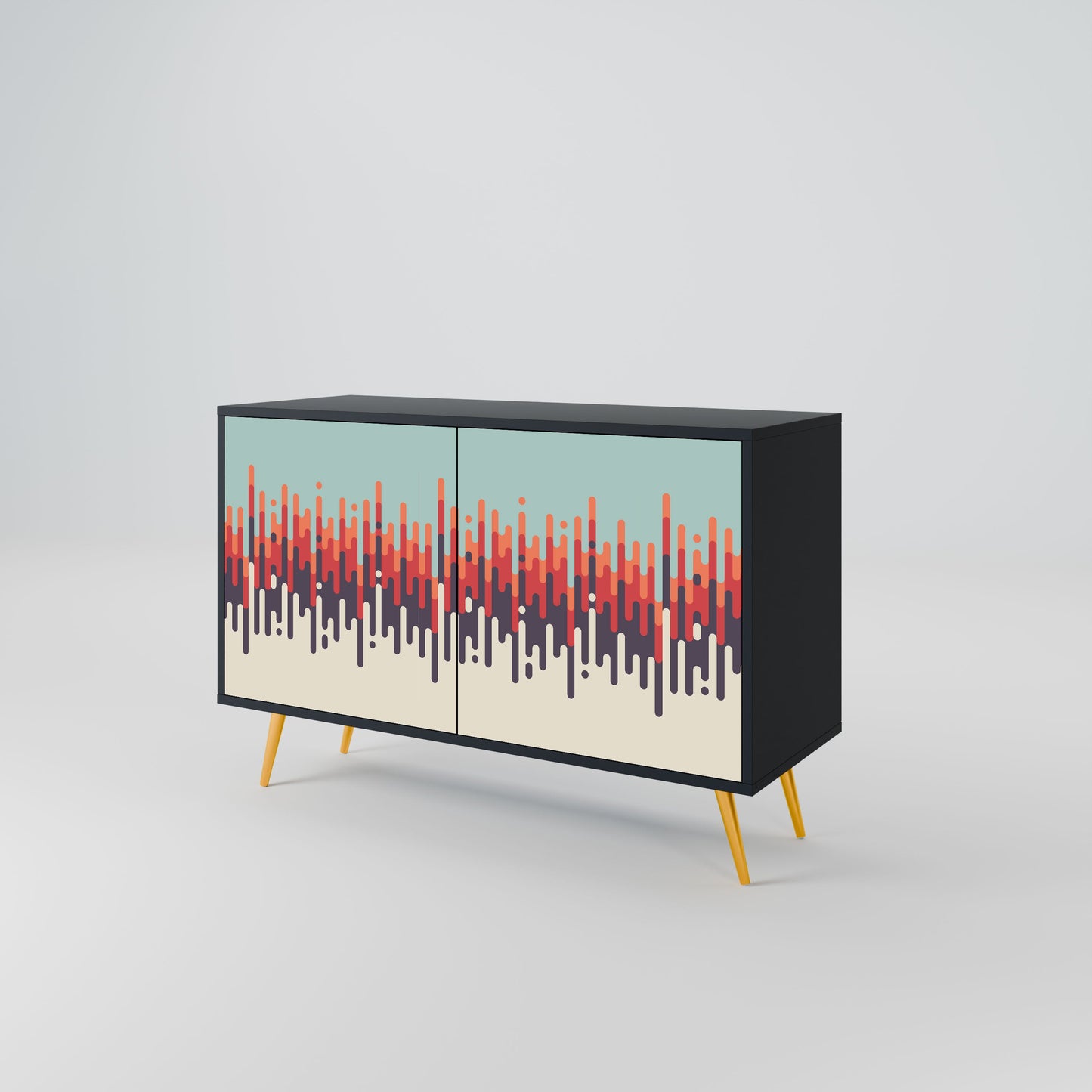 Credenza a 2 ante CHROMA CONTOURS in finitura nera