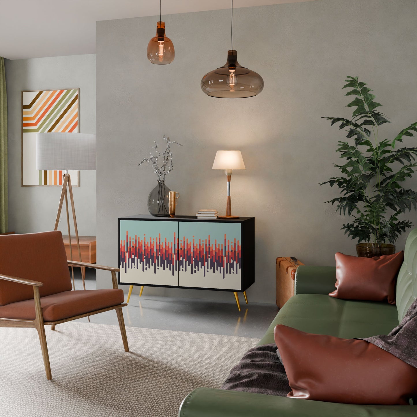 Credenza a 2 ante CHROMA CONTOURS in finitura nera