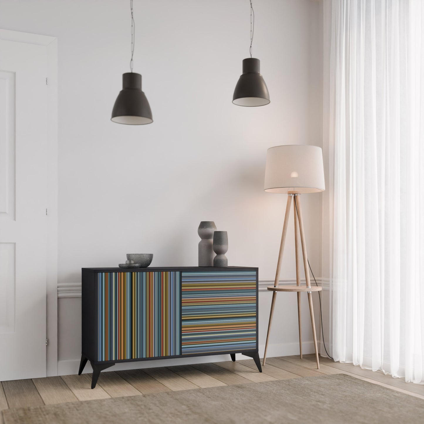 Credenza LINEOUT SPECTRUM a 2 ante con finitura nera