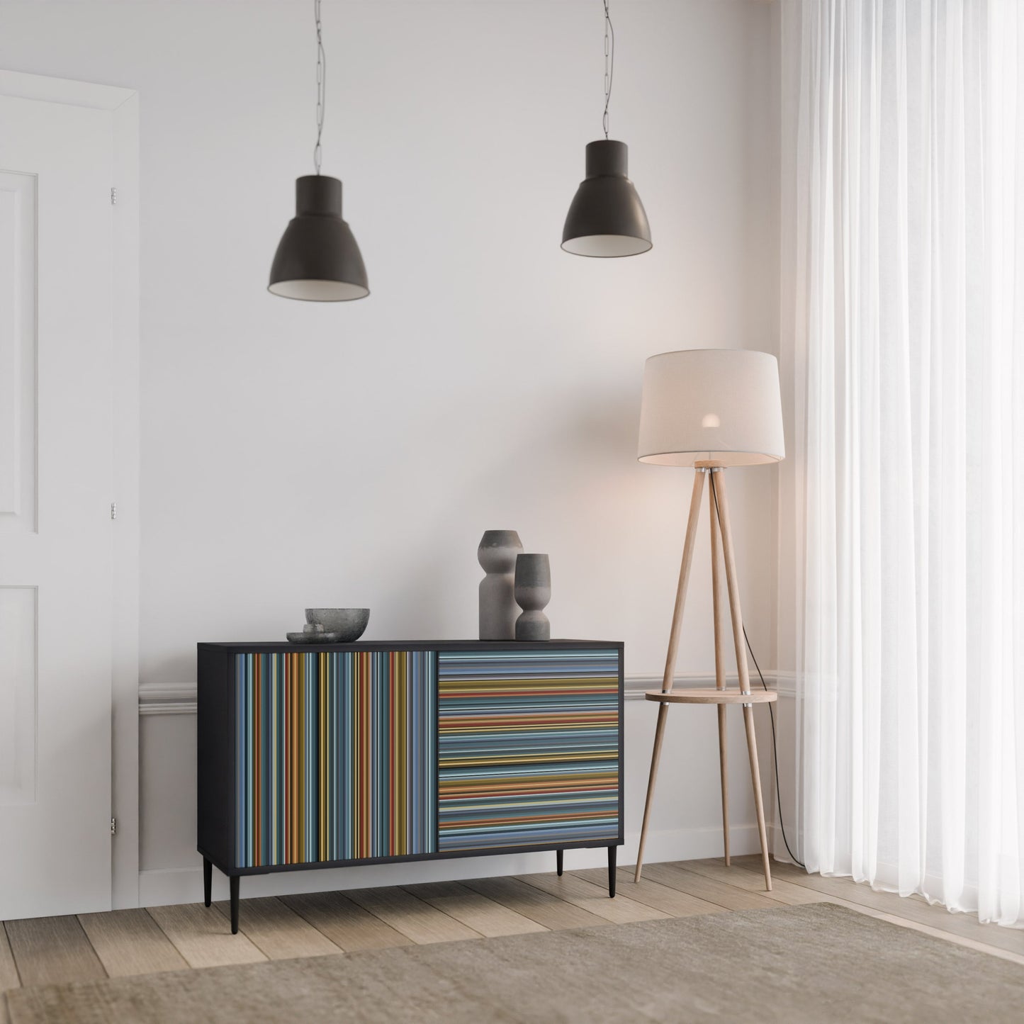 Credenza LINEOUT SPECTRUM a 2 ante con finitura nera