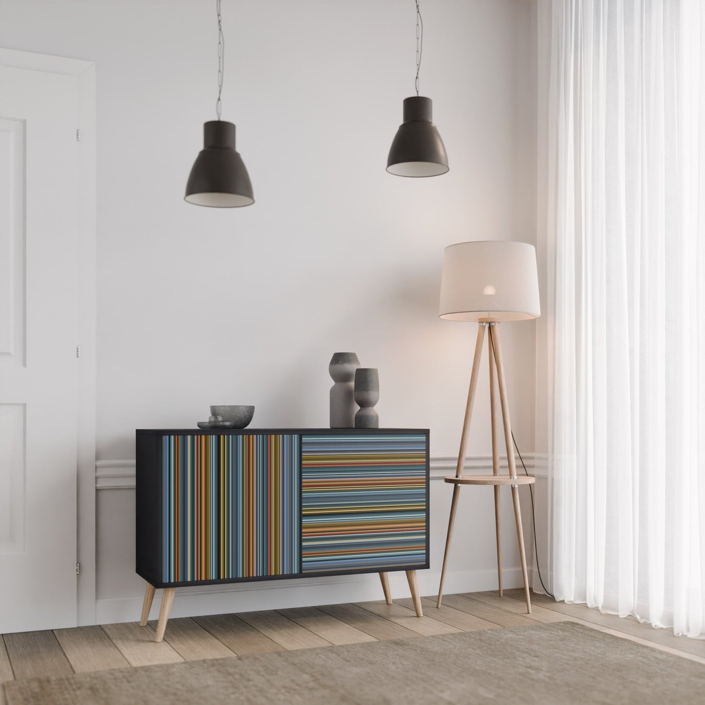 Credenza LINEOUT SPECTRUM a 2 ante con finitura nera