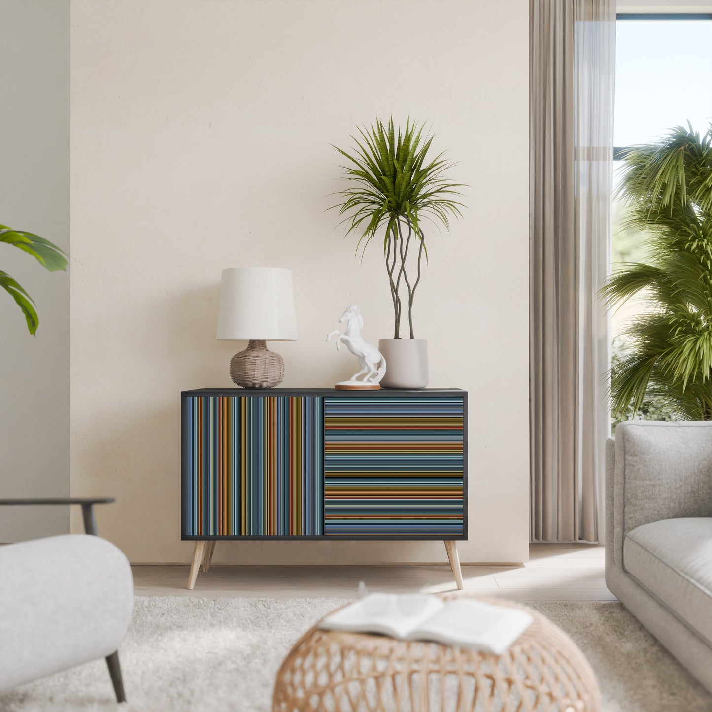 Credenza LINEOUT SPECTRUM a 2 ante con finitura nera