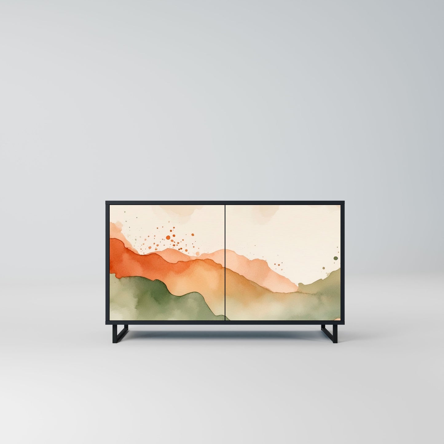 Credenza a 2 ante WATERCOLOUR PEAKS in finitura nera