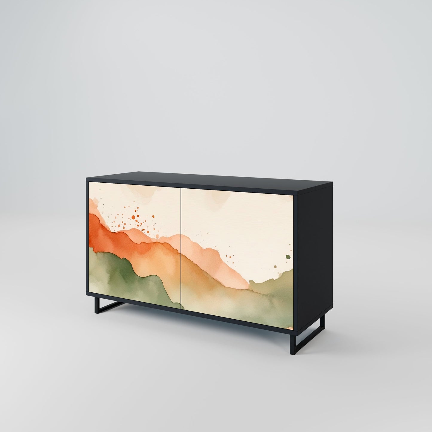 Credenza a 2 ante WATERCOLOUR PEAKS in finitura nera