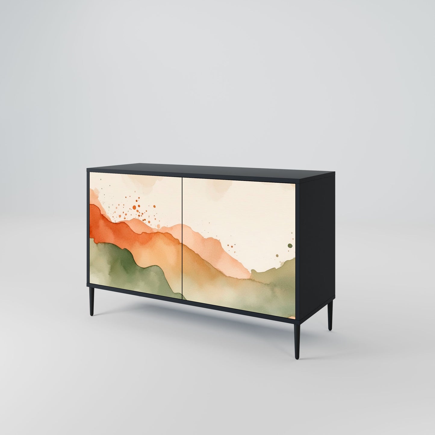 Credenza a 2 ante WATERCOLOUR PEAKS in finitura nera