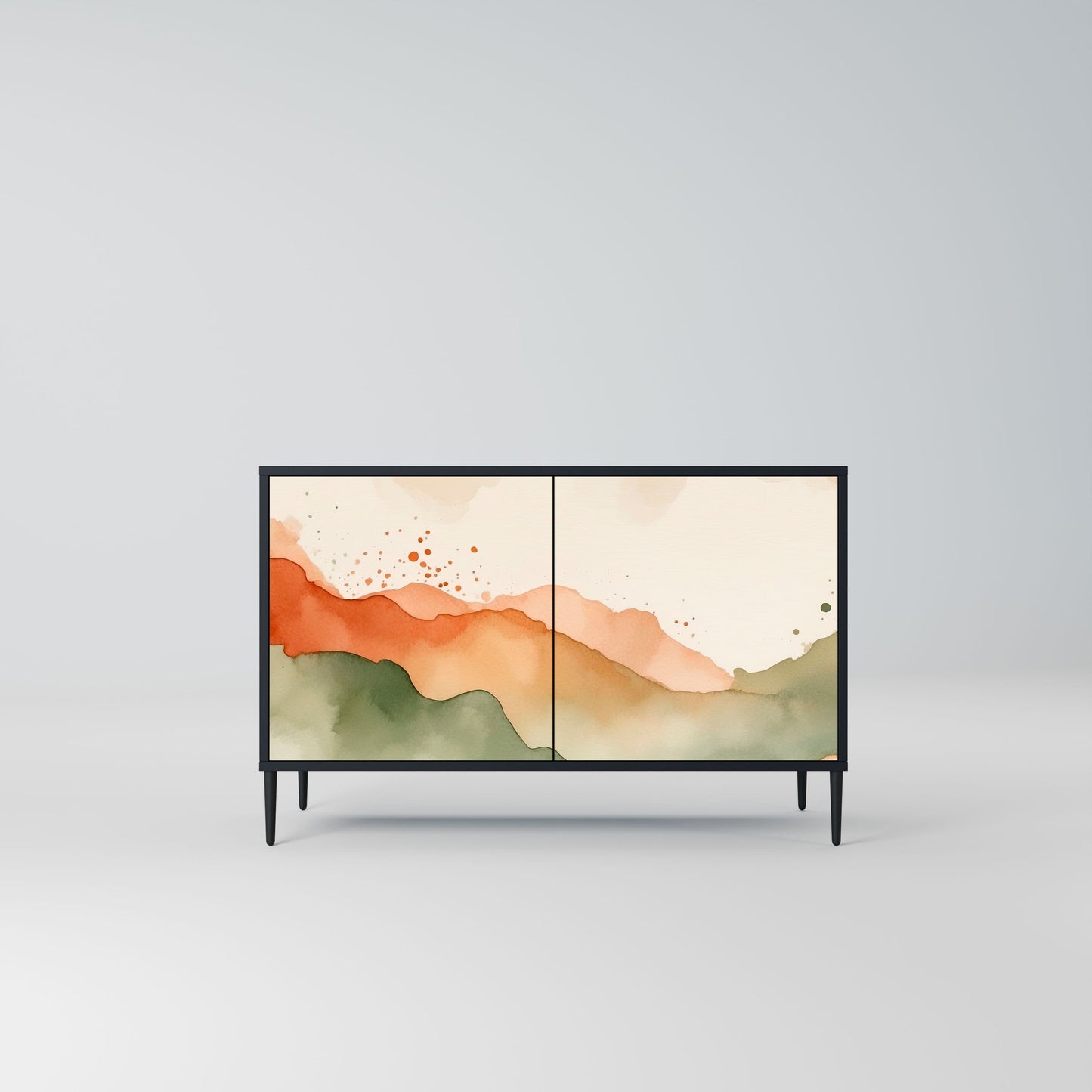 Credenza a 2 ante WATERCOLOUR PEAKS in finitura nera