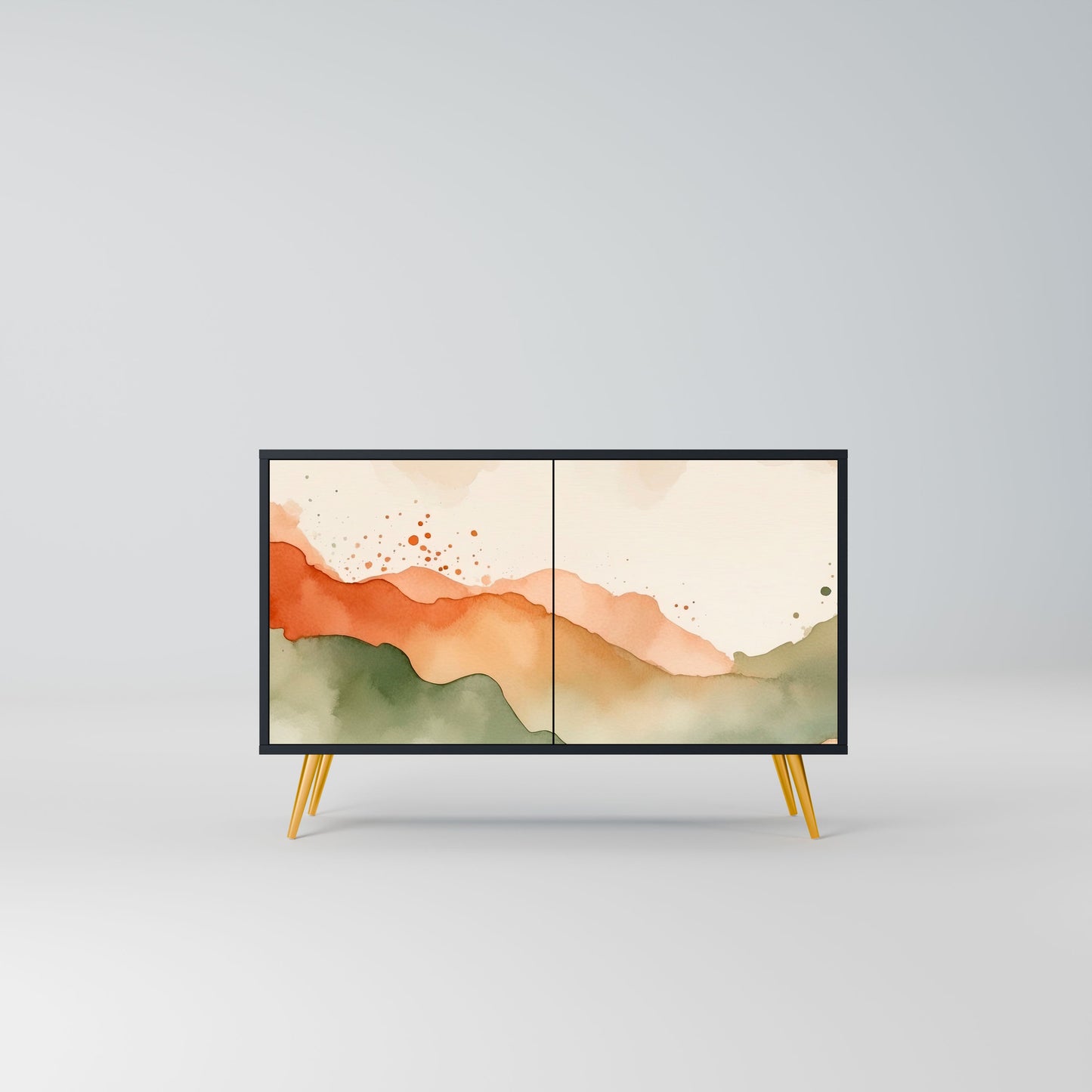 Credenza a 2 ante WATERCOLOUR PEAKS in finitura nera