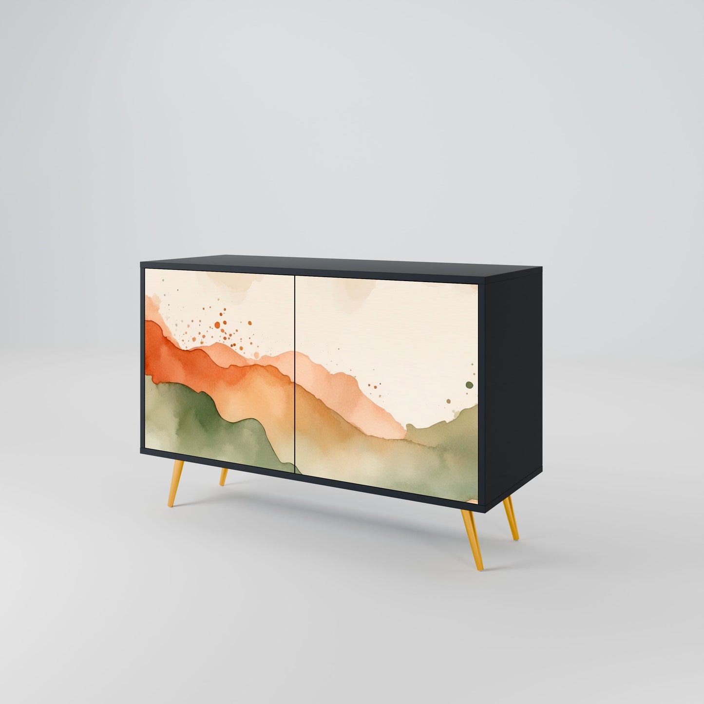 Credenza a 2 ante WATERCOLOUR PEAKS in finitura nera
