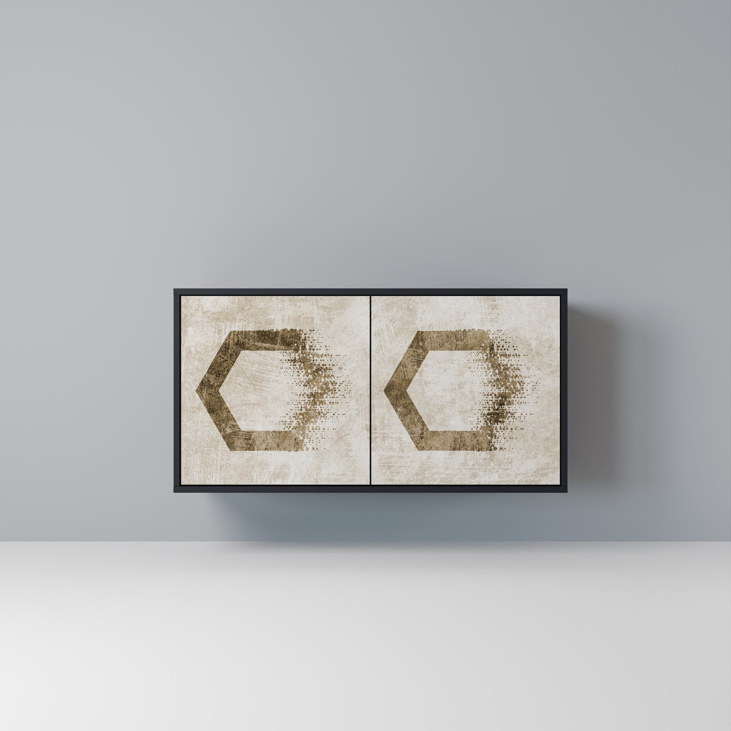 HEXAGONAL SHAPES Madia a 2 Ante in Finitura Nera