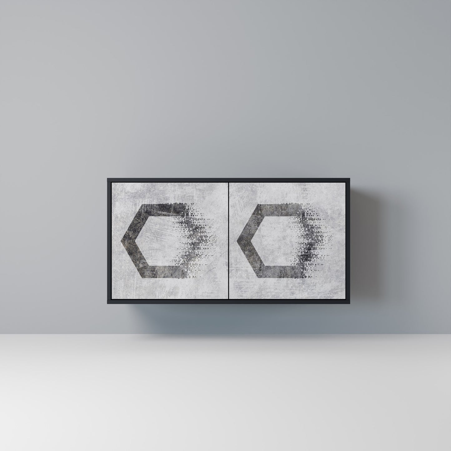HEXAGONAL FIGURES Madia a 2 Ante in Finitura Nera