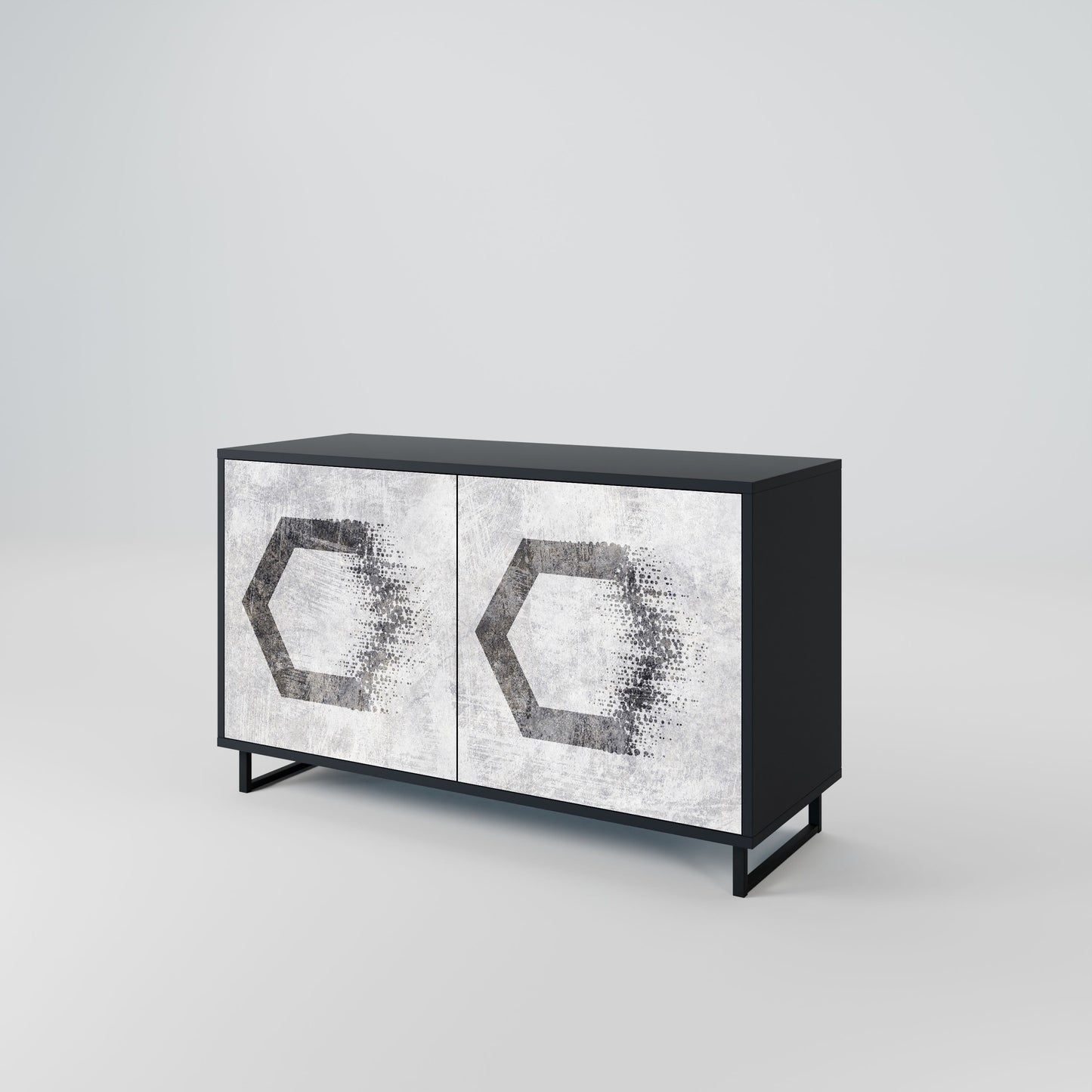 HEXAGONAL FIGURES 2-Door Sideboard in Black Finish