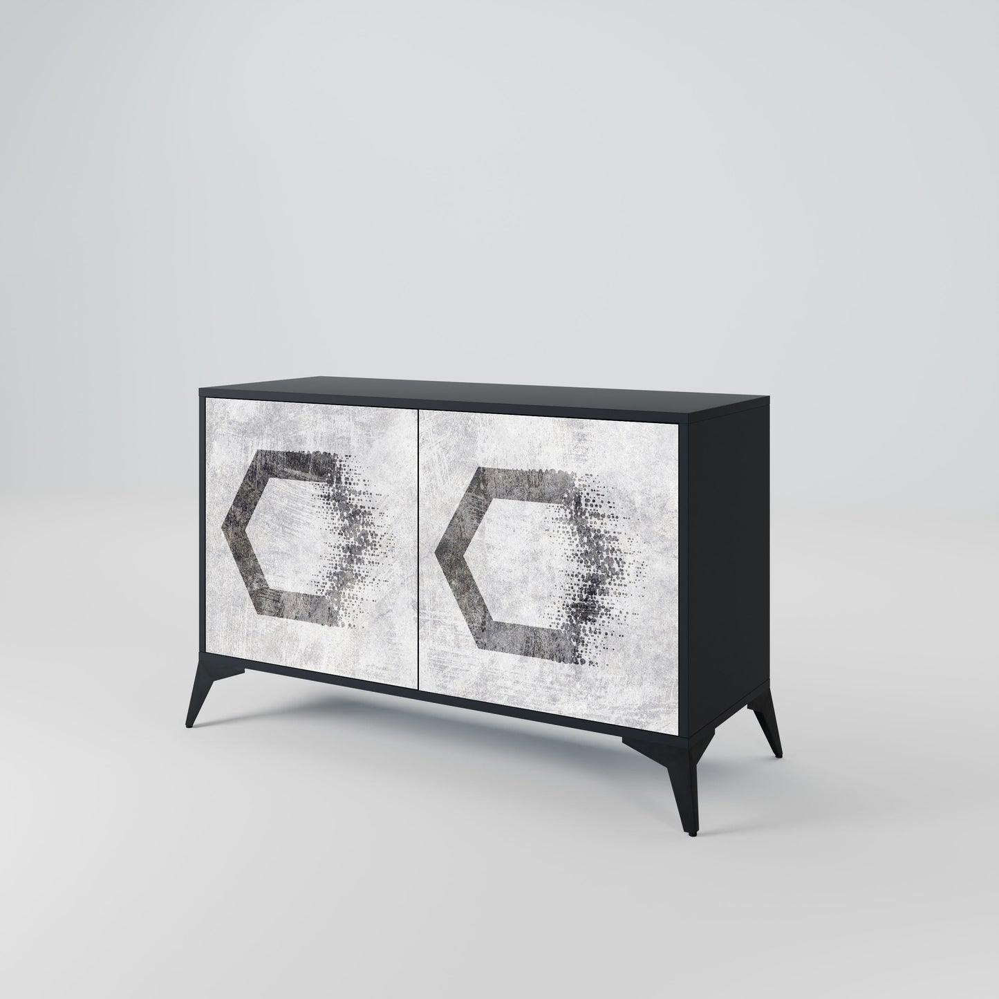 HEXAGONAL FIGURES 2-Door Sideboard in Black Finish