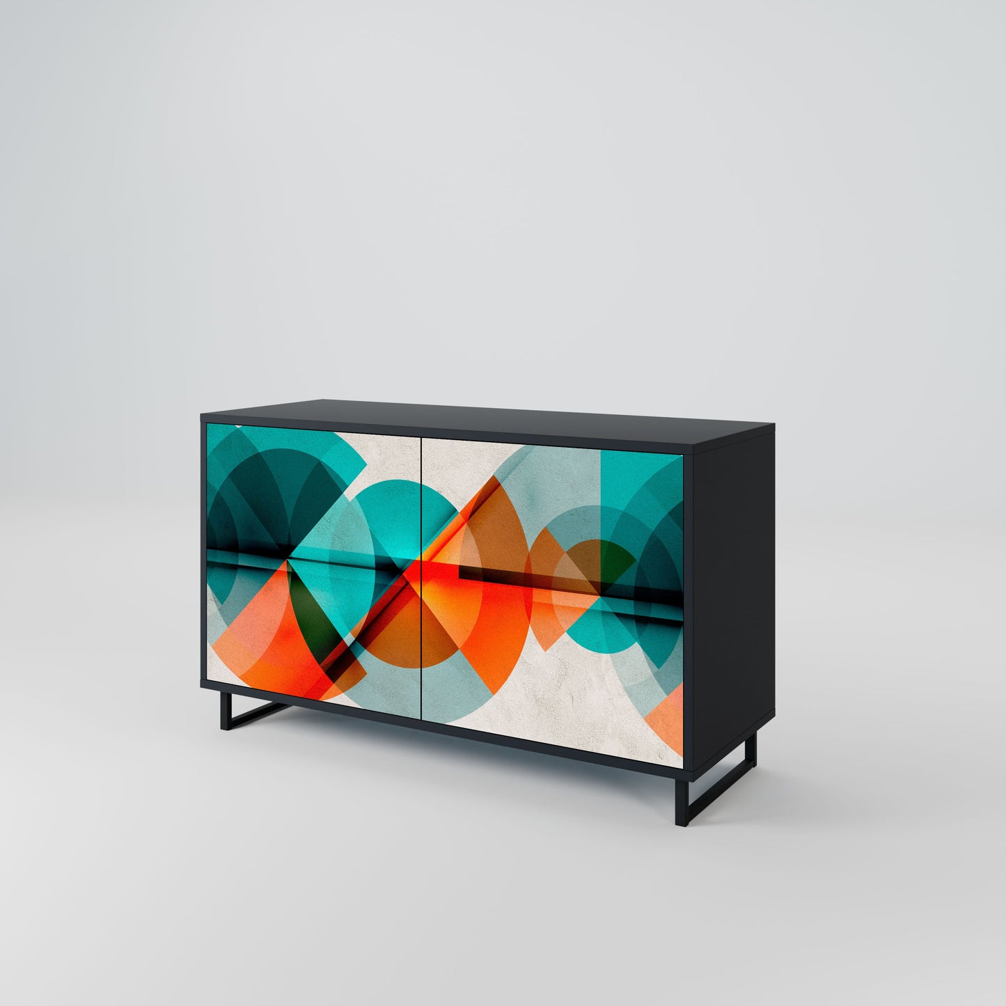 Credenza CIRCULAR RHAPSODY a 2 ante in finitura nera