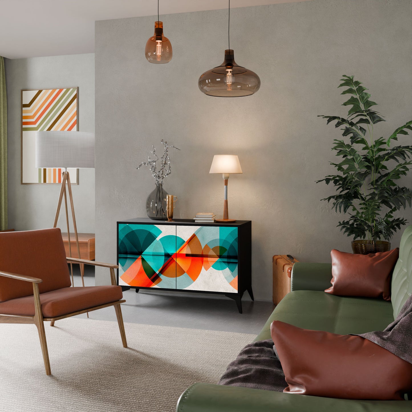 Credenza CIRCULAR RHAPSODY a 2 ante in finitura nera